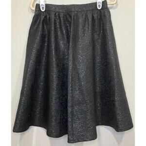Metallic Black Midi Skirt Holiday Event Size Zip Lined Size 8